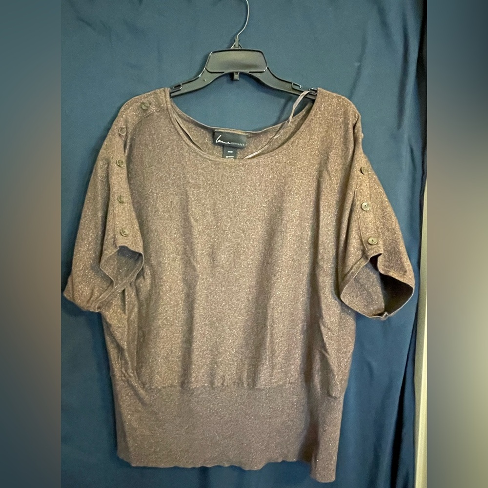 Lane Bryant Boxy Tan Short Sleeve Blouse
